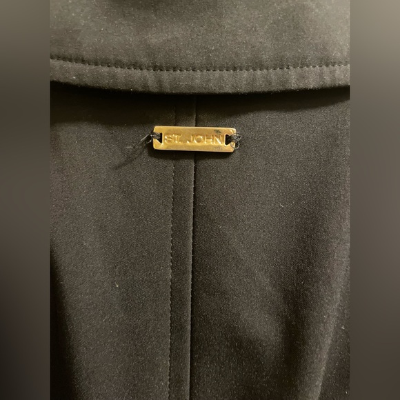 Vintage St John Collection Marie Gray Women Size 16 Long Rain Trench Coat Black - Picture 3 of 10